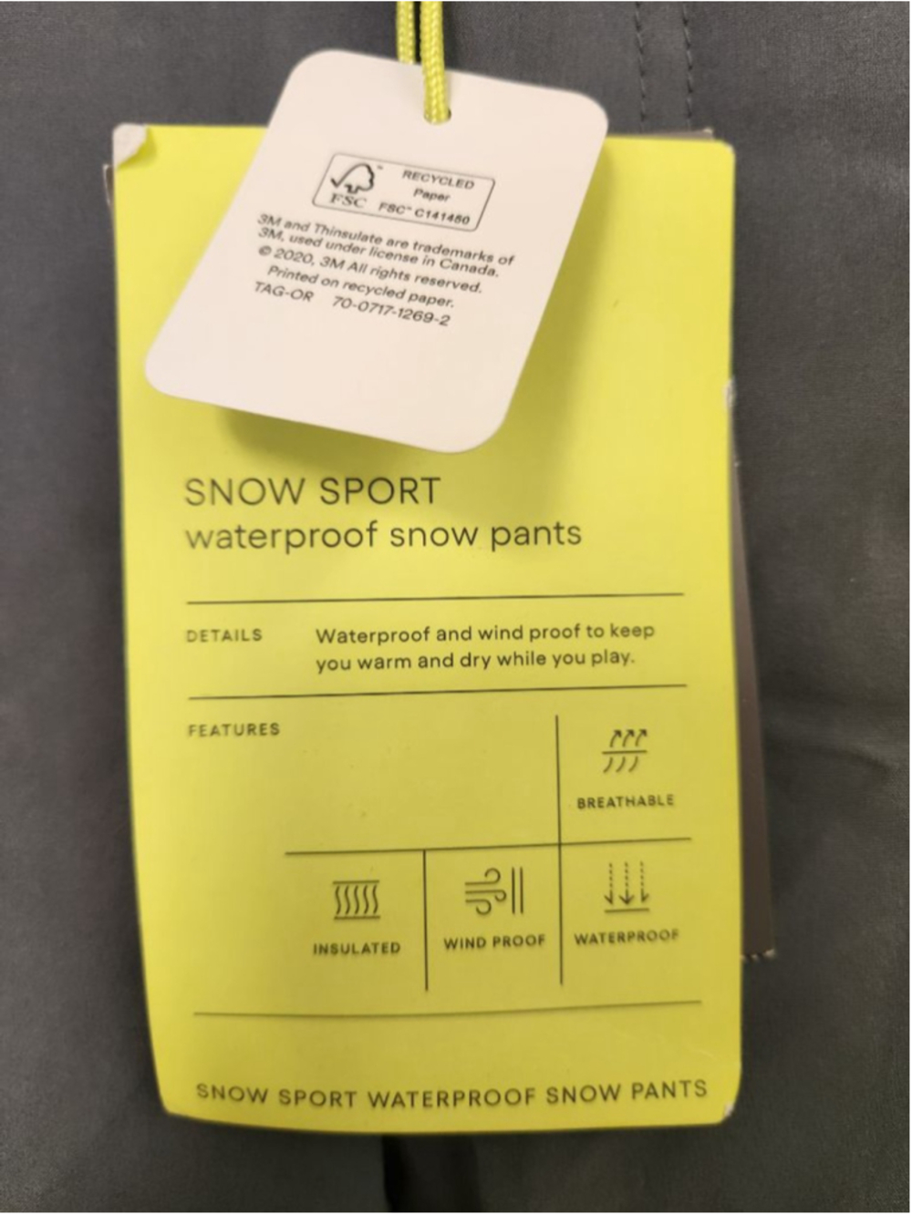 All in Motion Gray Snow Sport Waterproof Snow Pants L plus - Picture 5 of 11